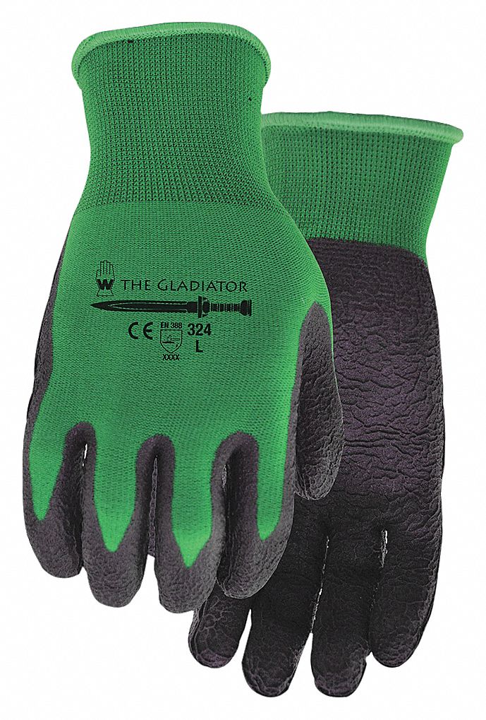 COATED GLOVES, M, GREEN, 15 GA, NITRILE COATING, NYLON