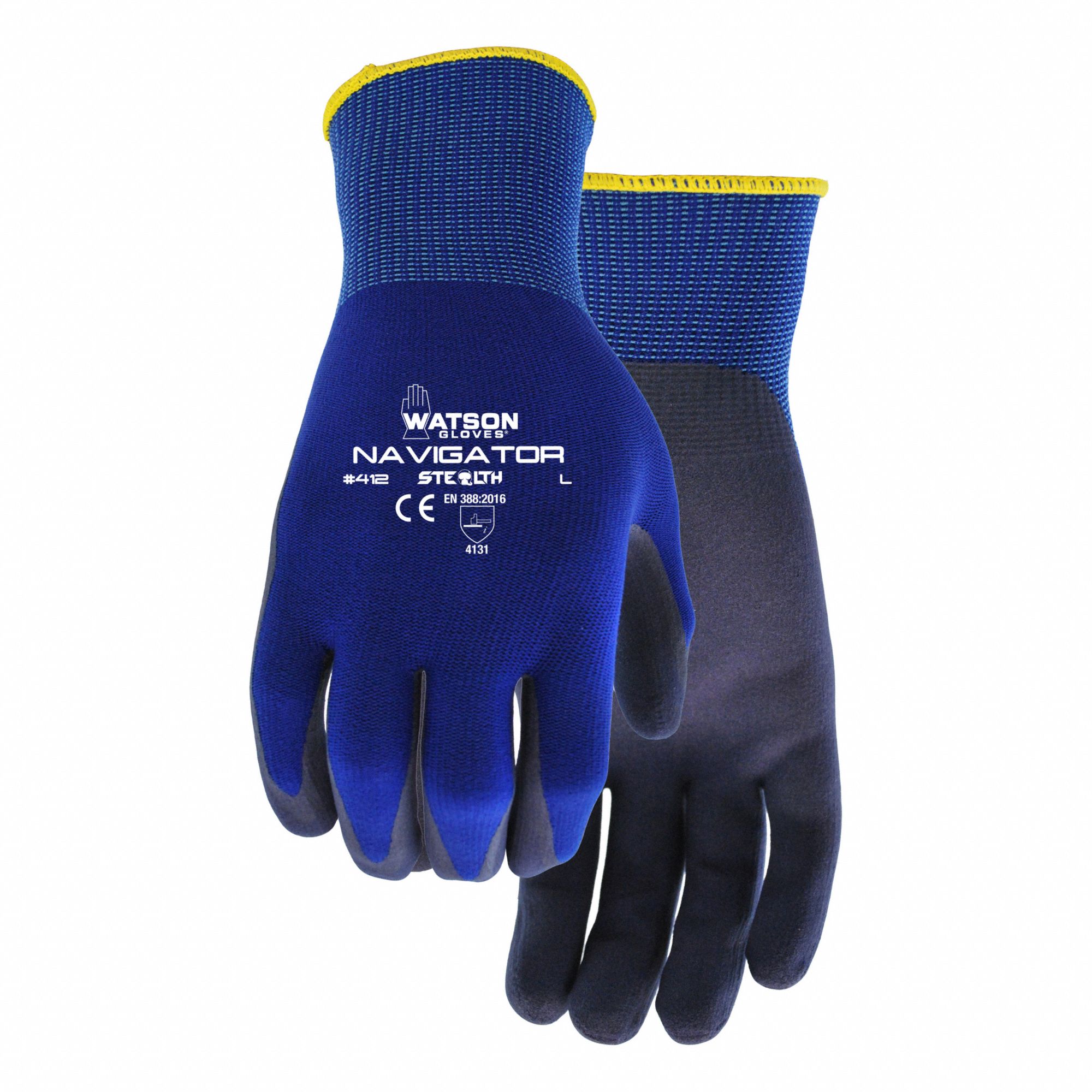 COATED GLOVES, S, BLUE, 13 GA THIKCKNESS, NITRILE CPATING, FINE NYLON