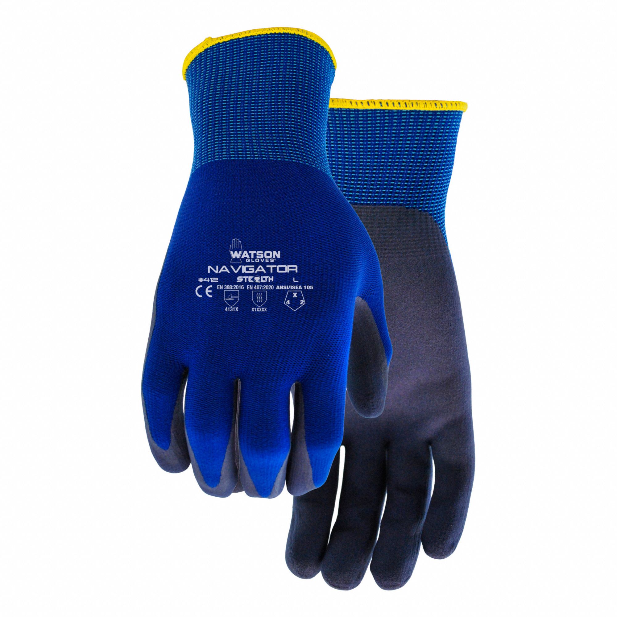 COATED GLOVES, XL, BLUE, 13 GA THIKCKNESS, NITRILE CPATING, FINE NYLON