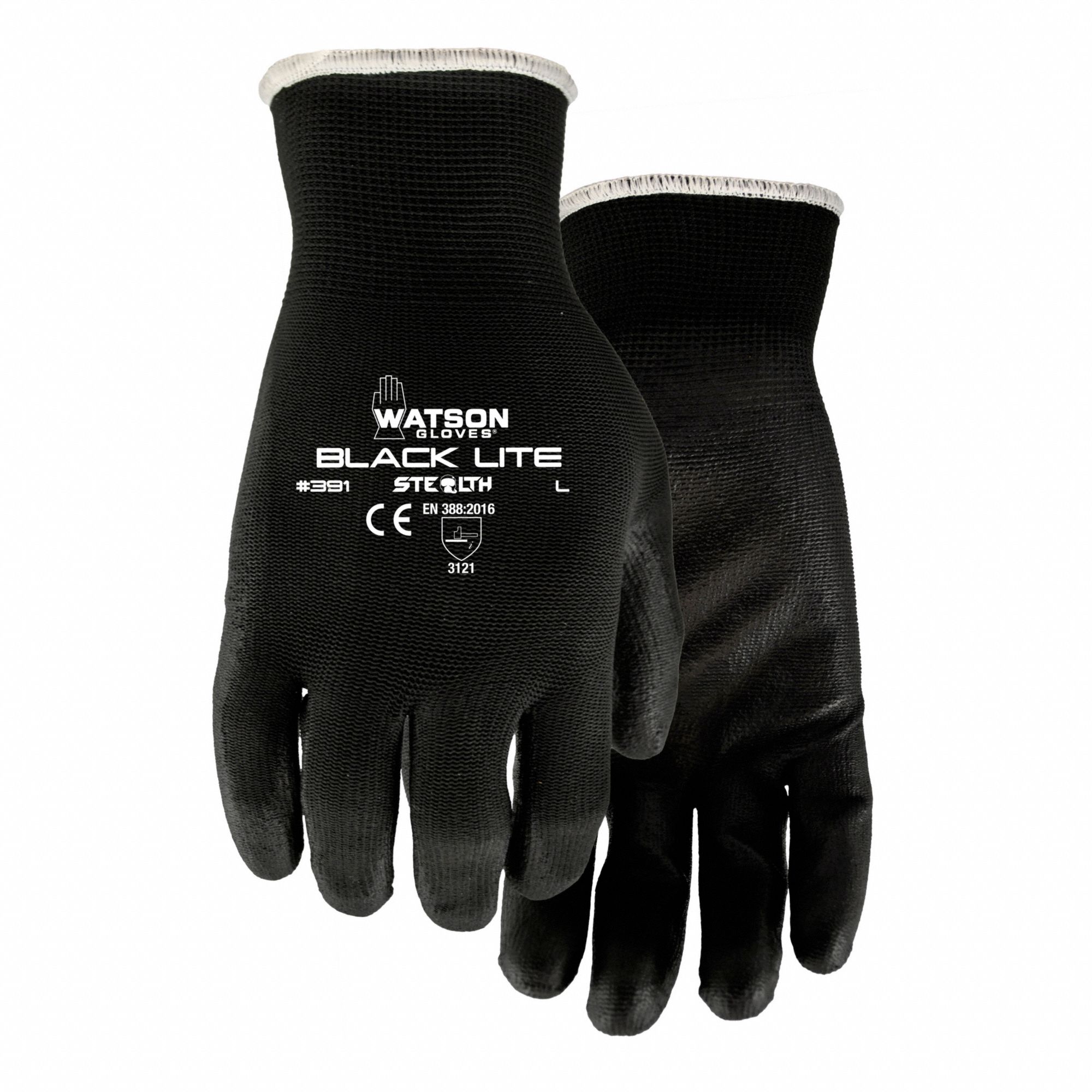 GLOVES, COATED, ABS LEVEL 1, L, BLACK, NYLON, POLYURETHANE