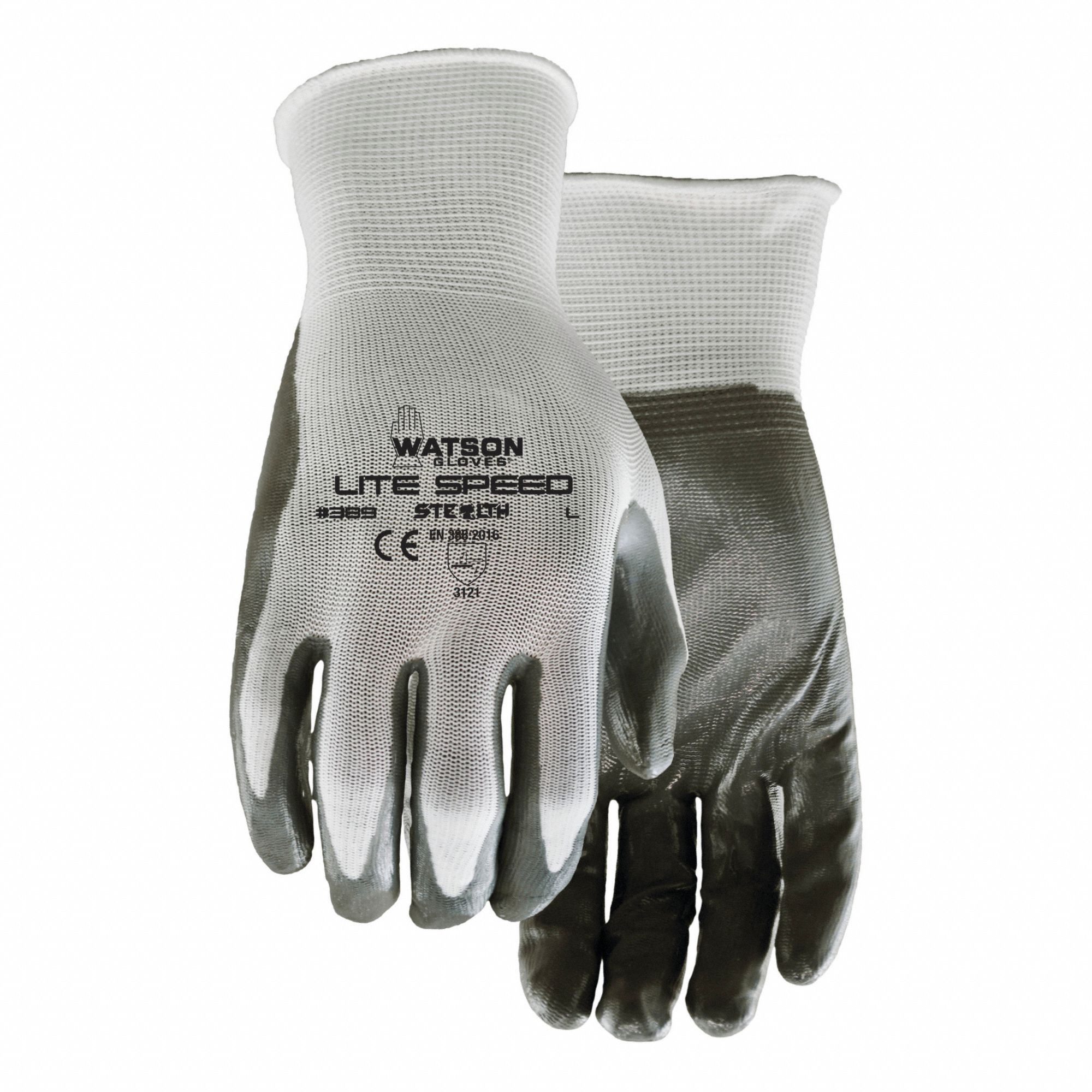COATED GLOVES, L, GREY/BLACK, NITRILE COATING FINISH