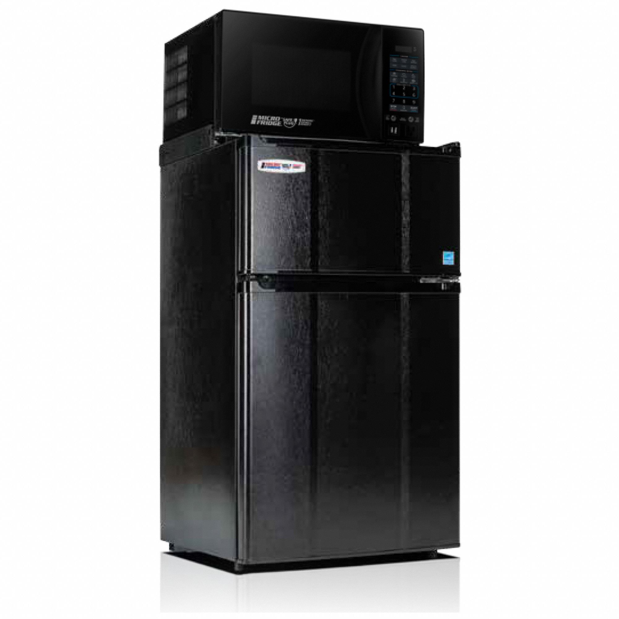 Refrigerator, Freezer and Microwave: 3.1 cu ft Total Capacity, Black