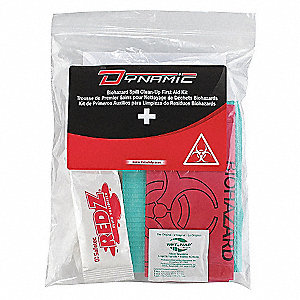 BIOHAZARD SPILL CLEAN-UP/EASY CLEAN FIRST AID KIT, 8-PIECE, CLEAR, RESEALABLE PLASTIC BAG
