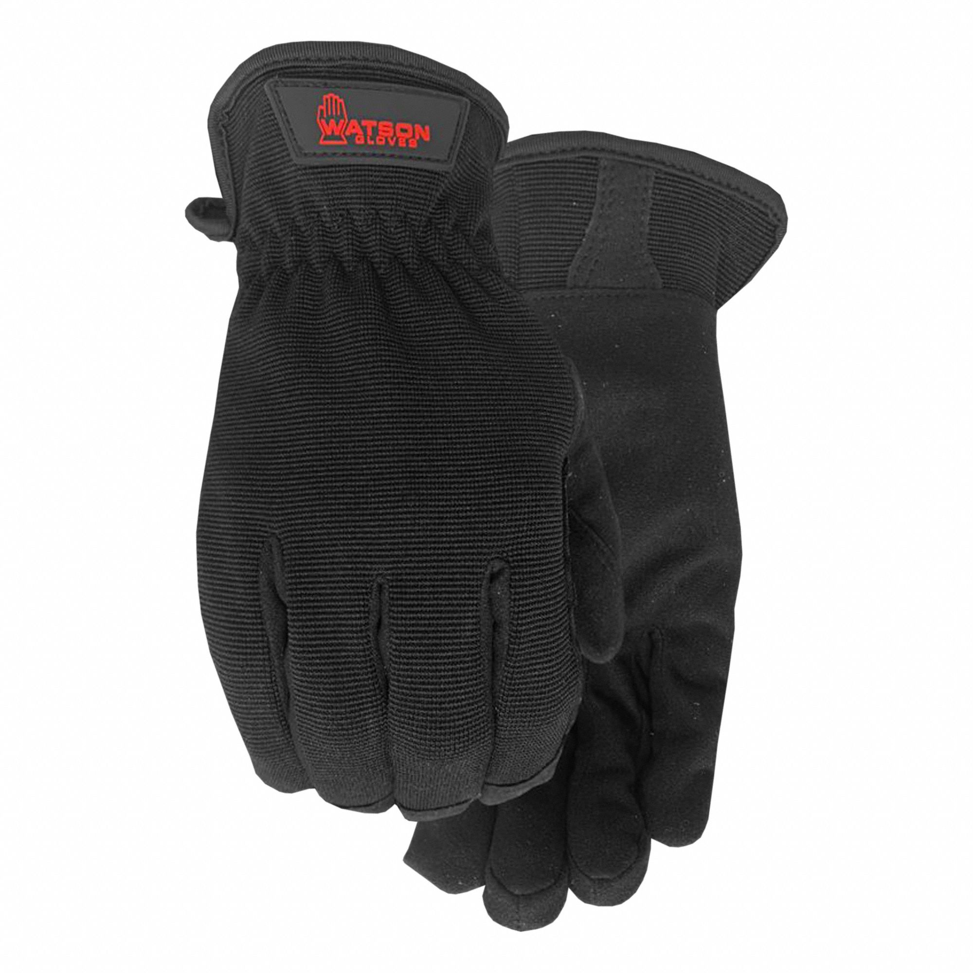 SLIP-ON MECHANIC GLOVES, FULL FINGER, SIZE L, BLACK, SYNTHETIC/SPANDEX