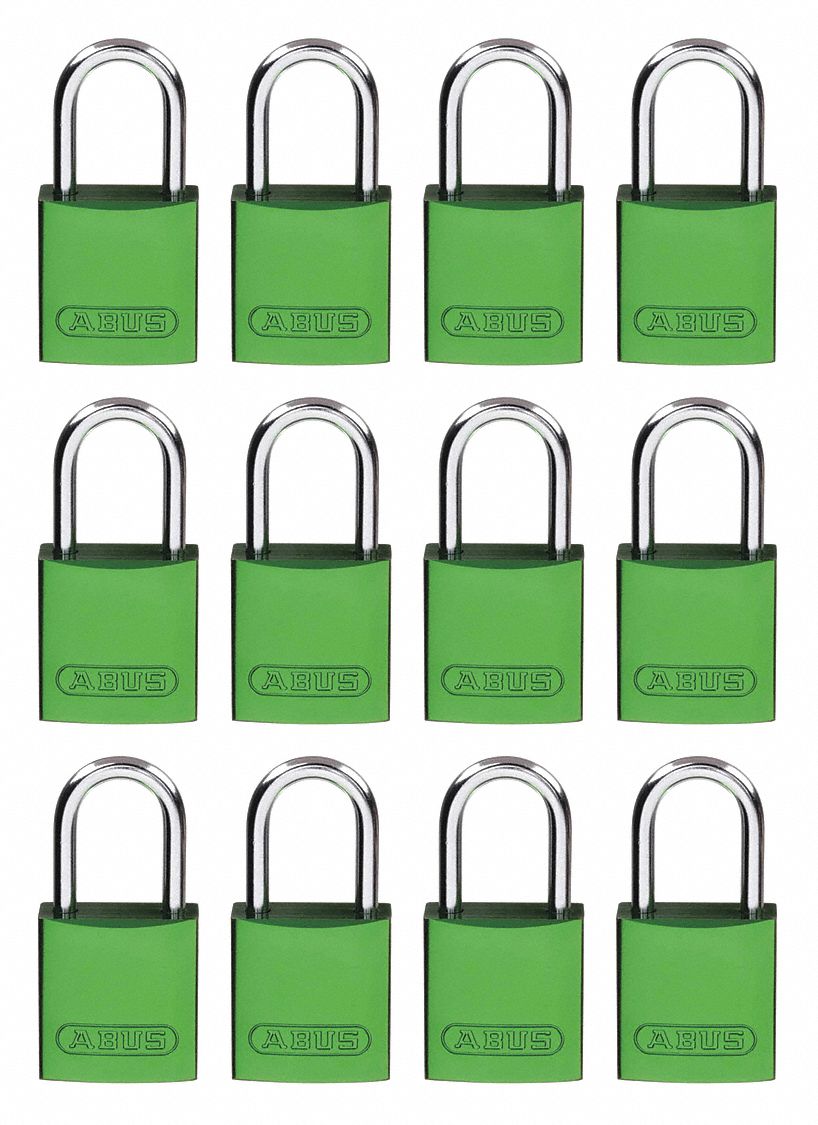 Lockout Padlock, KA, Green, 2-17/32"H, PK12