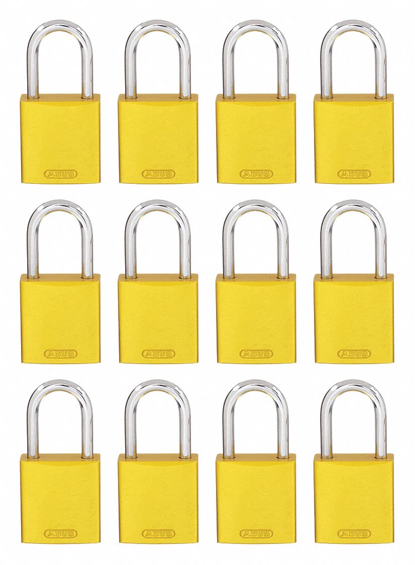 Lockout Padlock, KA, Yellow, 2-17/32"H, PK12