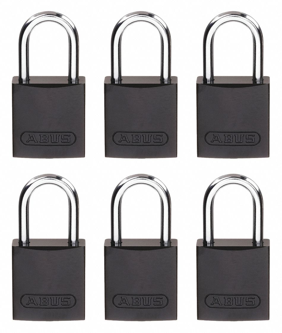 Lockout Padlock, KA, Black, 2-17/32"H, PK6
