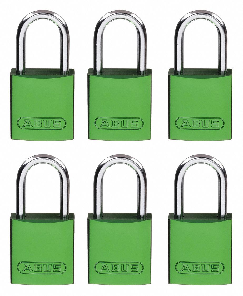 Lockout Padlock, KA, Green, 2-17/32"H, PK6