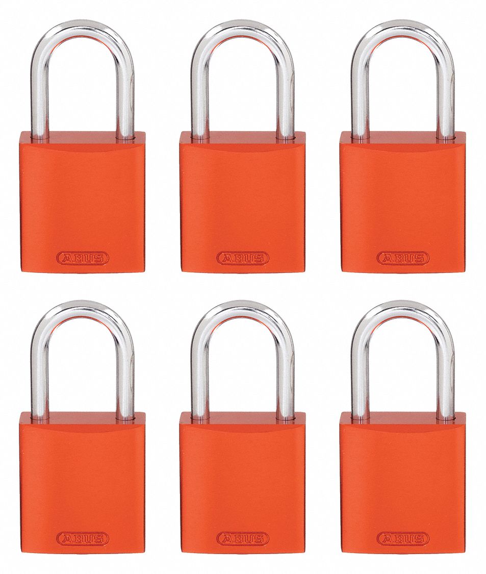 Lockout Padlock, KA, Orange, 2-17/32"H, PK6