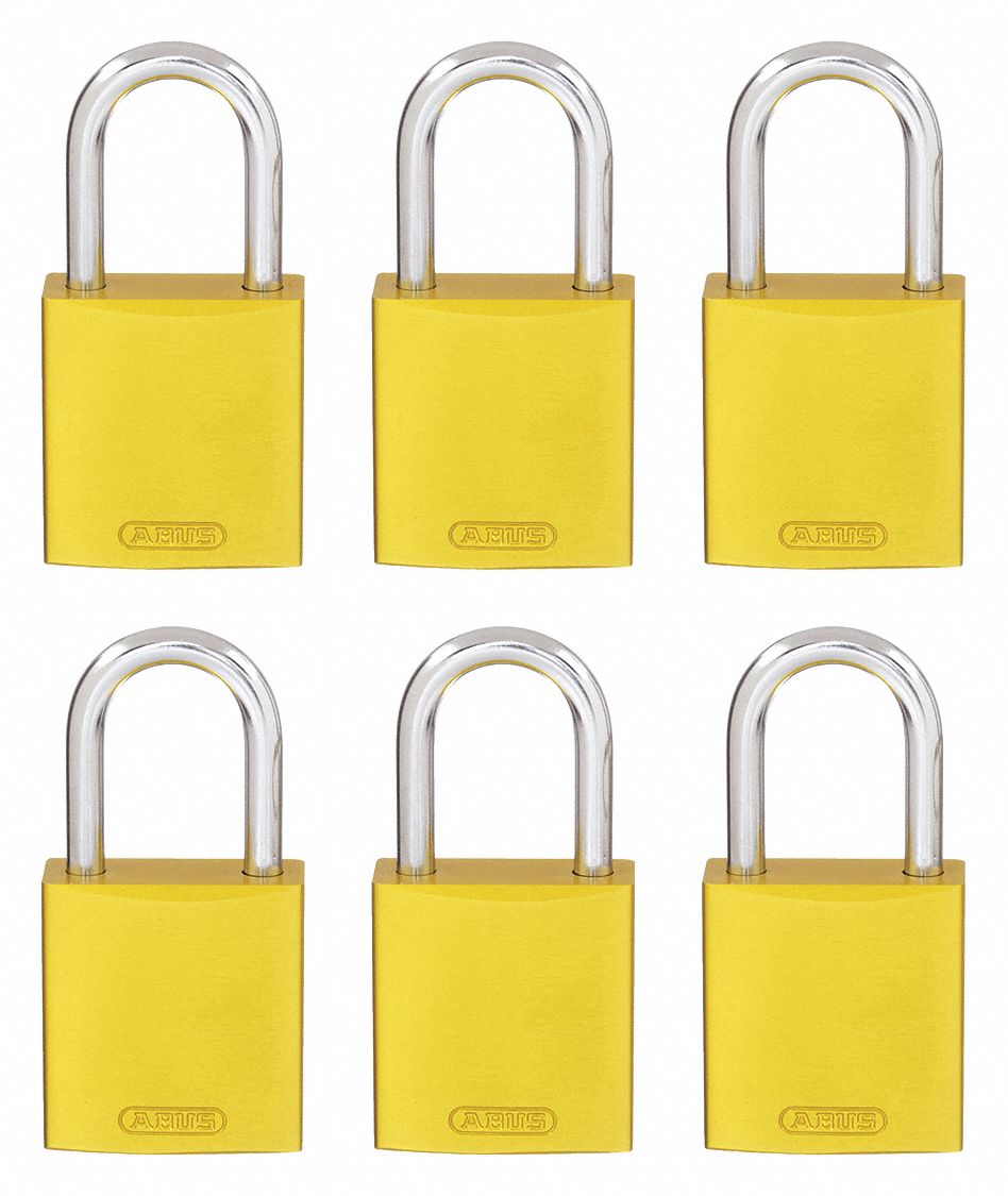 Lockout Padlock, KA, Yellow, 2-17/32"H, PK6