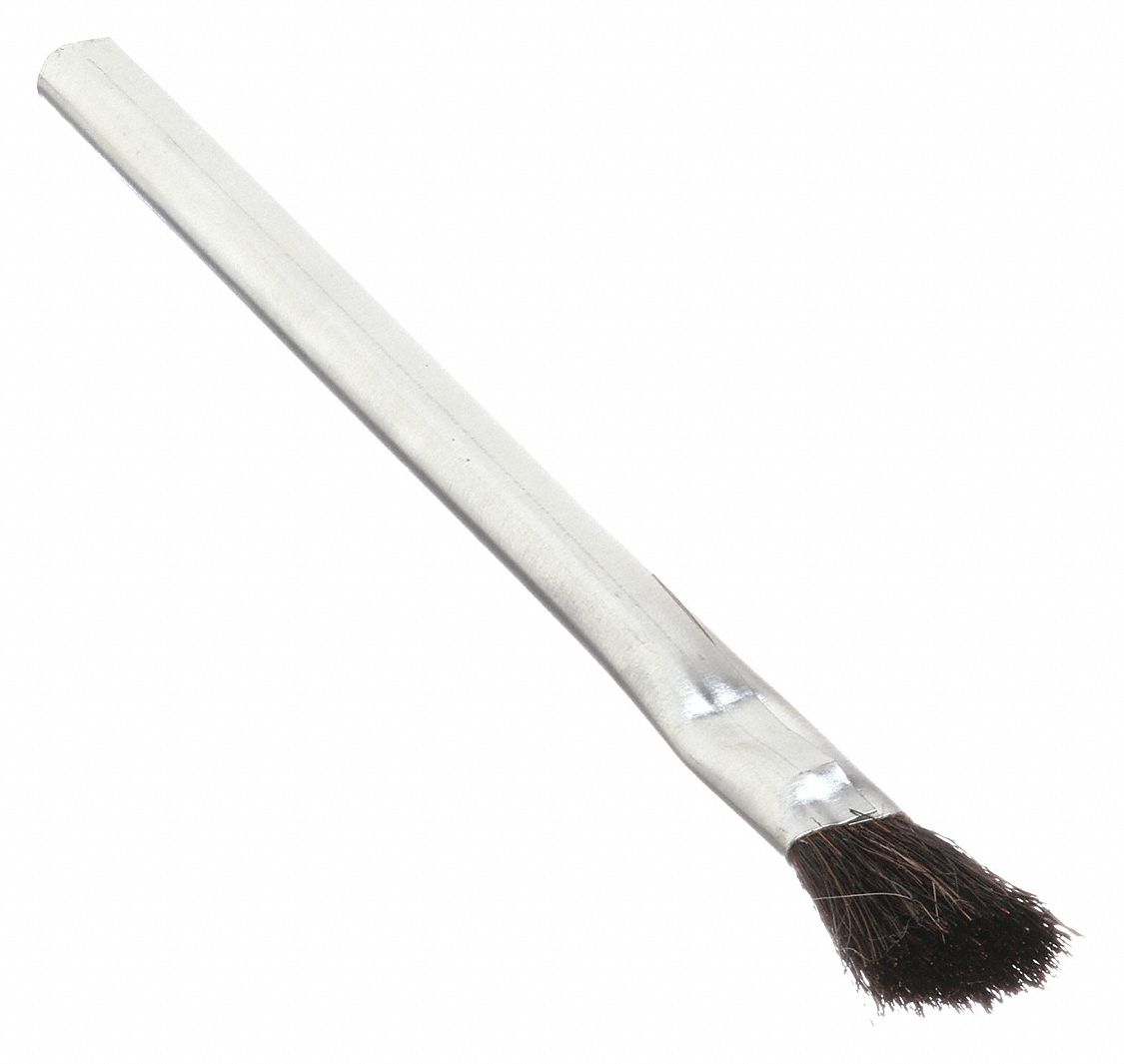 WEILER Acid/Flux Brush: Soft, Aluminum, 3/8 in Brush Lg, Black