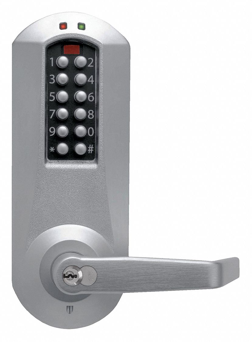 EPLEX Electronic Keyless Lock, 23/4 in Backset, Cylindrical, Satin