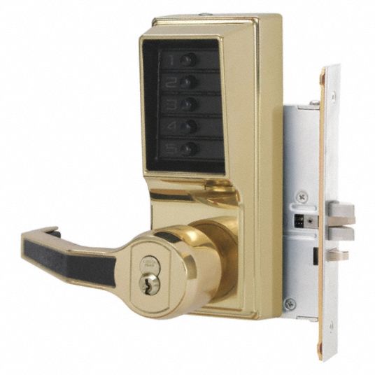 SIMPLEX Mechanical Push Button Lockset, Lever, Entry with Key Override