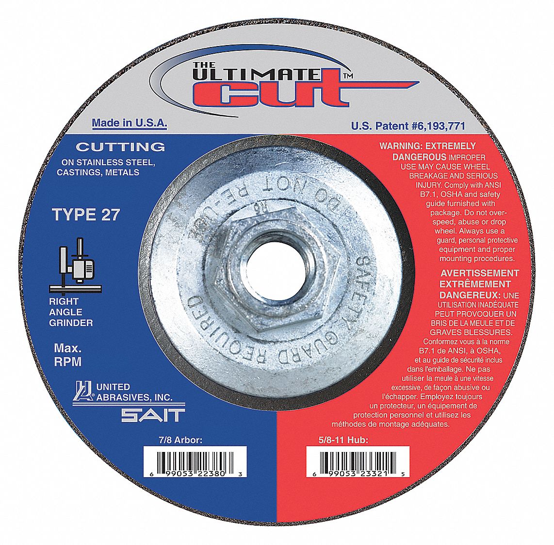 31NJ39 - Abrasive Cut-Off Wheel 12 200 rpm