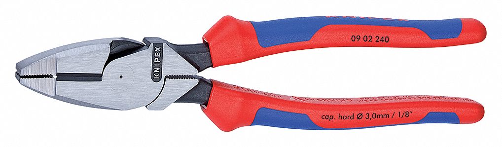 LINEMANS PLIER, 9 1/4 IN OVERALL L, 1 5/8 IN JAW L, 1 5/8 IN JAW W, 5/8 IN JAW THICK