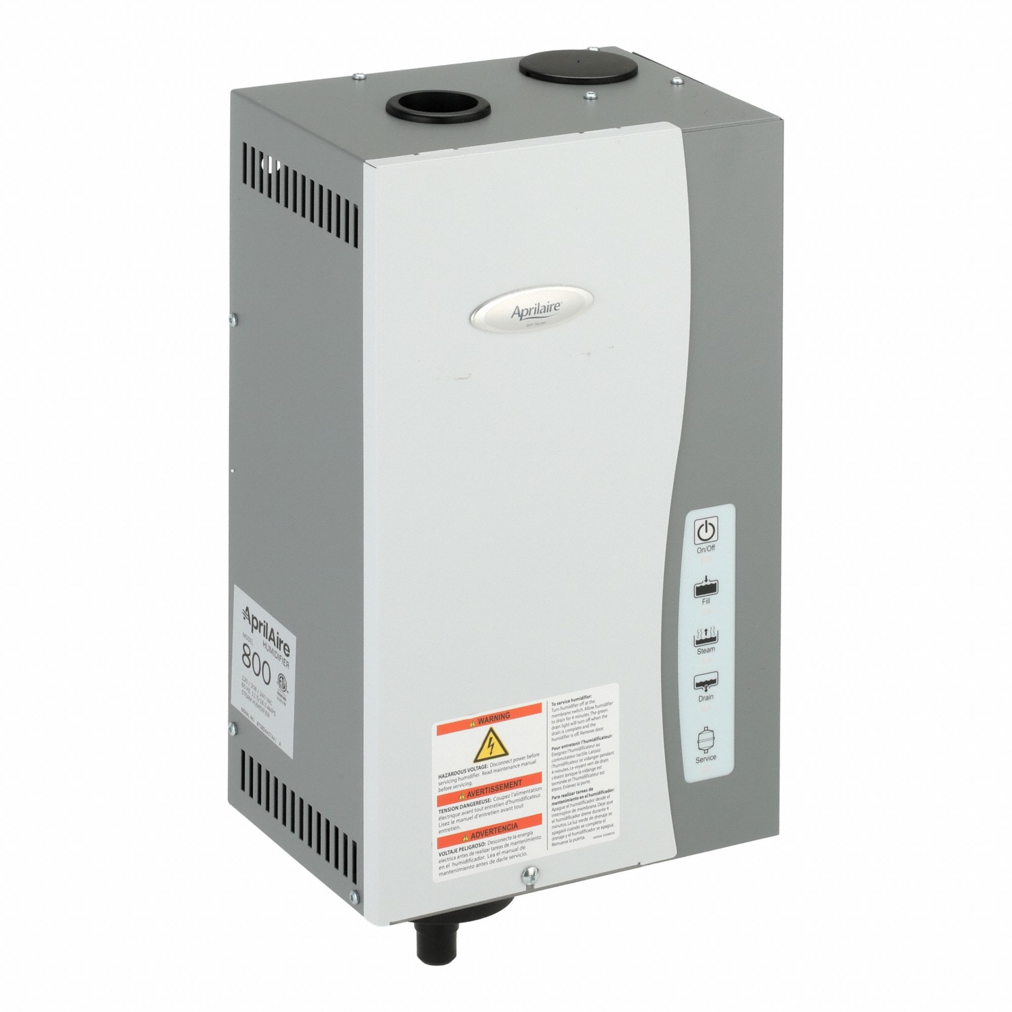 Steam Humidifier: Steam, 35 gal Per Day, 6, 200 sq ft Coverage Area, Dial, Gravity Drain
