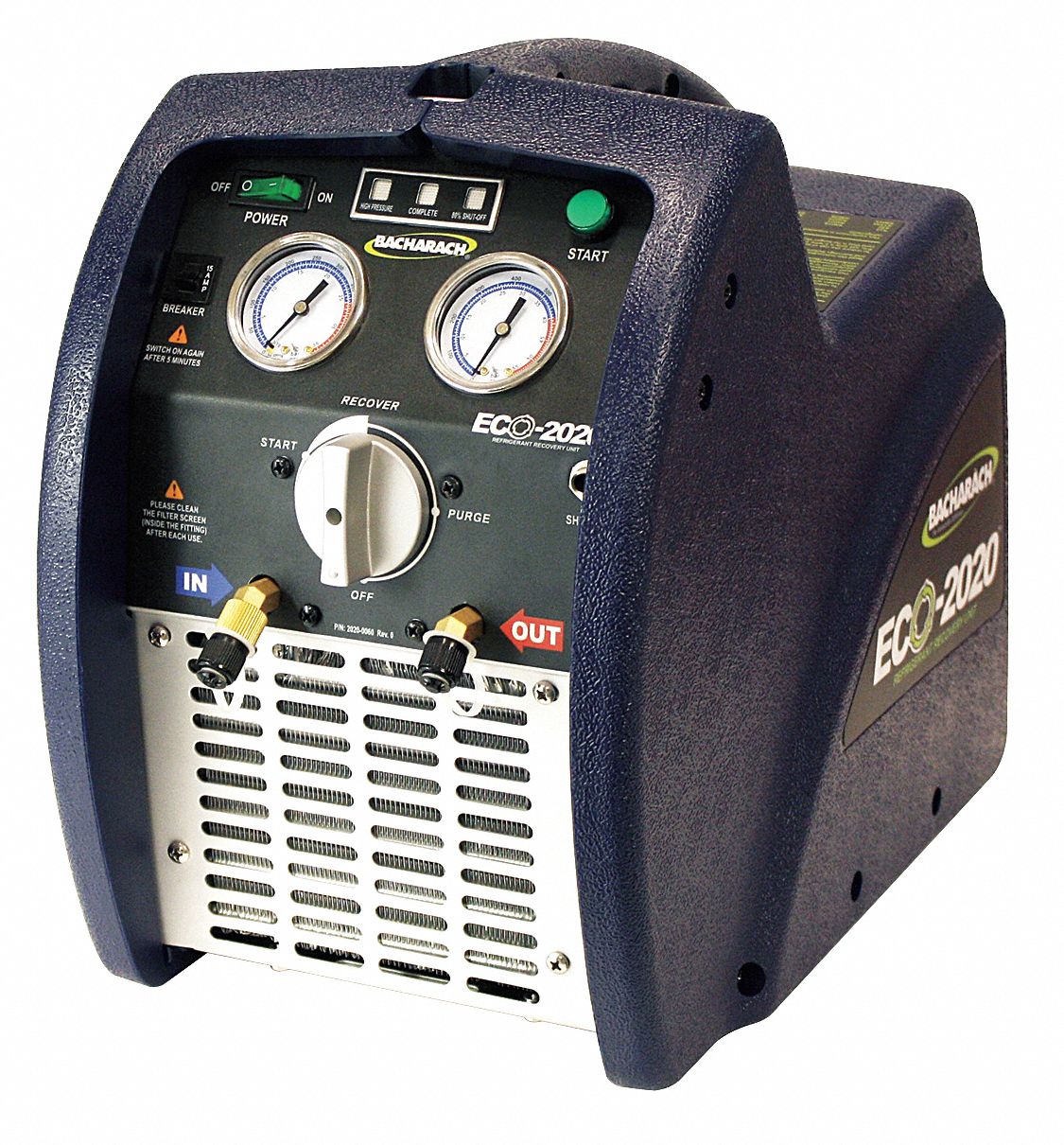 BACHARACH, 2Port, NEMA 515P Male Plug, Refrigerant Recovery Machine