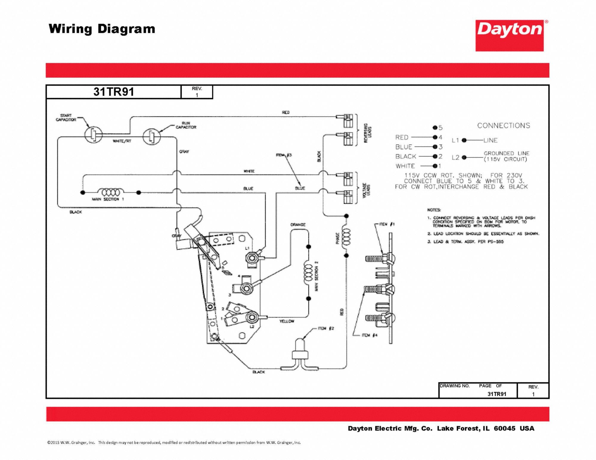 Dayton General Purpose Motor 1 Hp Capacitor Start Run Nameplate Rpm 1 725 Voltage 115 208 230v Ac 31tr91 119167 00 Grainger