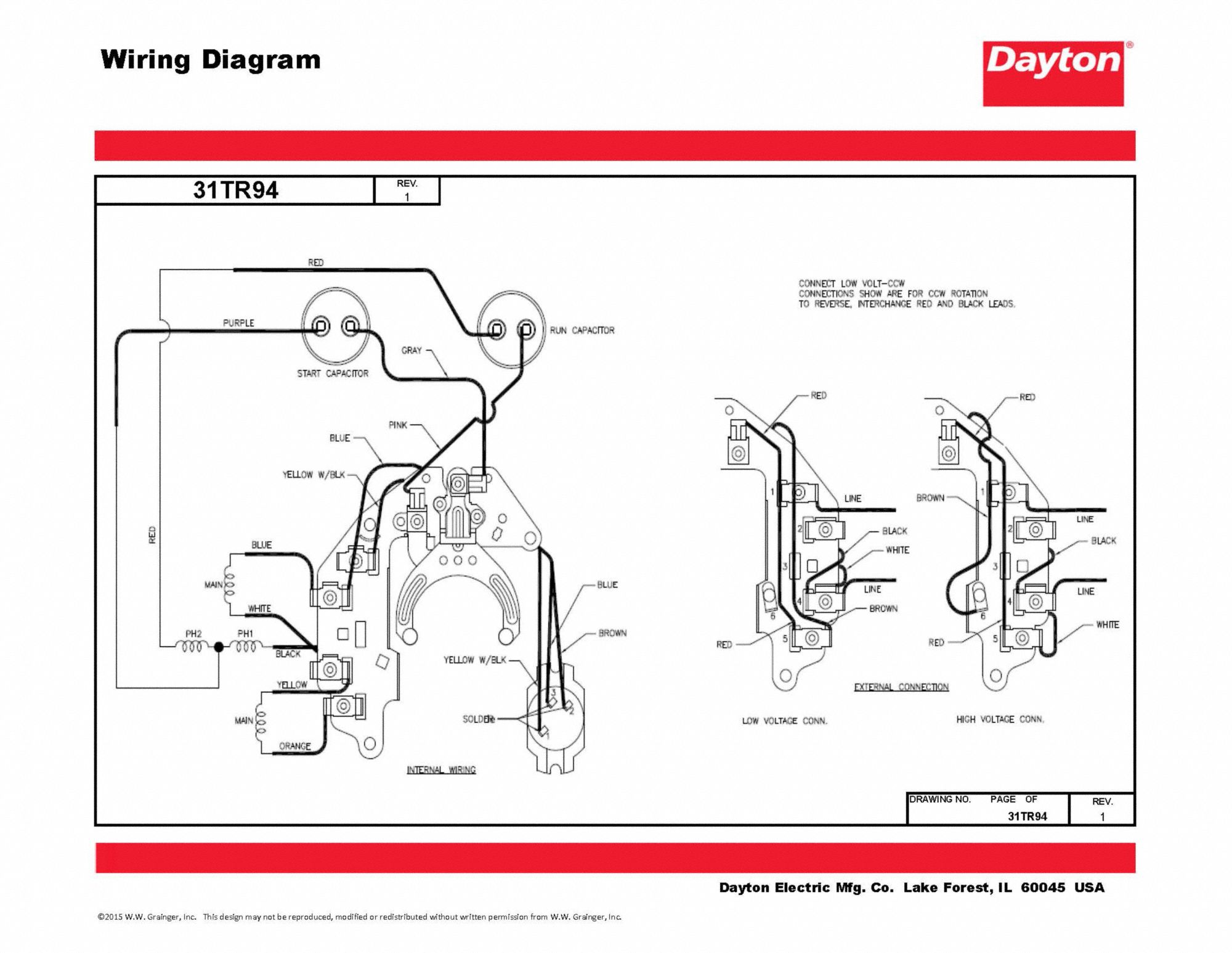 DAYTON General Purpose Motor: Open Dripproof, Rigid Base Mount, 1 HP, 3,450  Nameplate RPM, 56 Frame - 31TR94|31TR94 - Grainger  Dayton Industrial Motor Wiring Diagram    Grainger