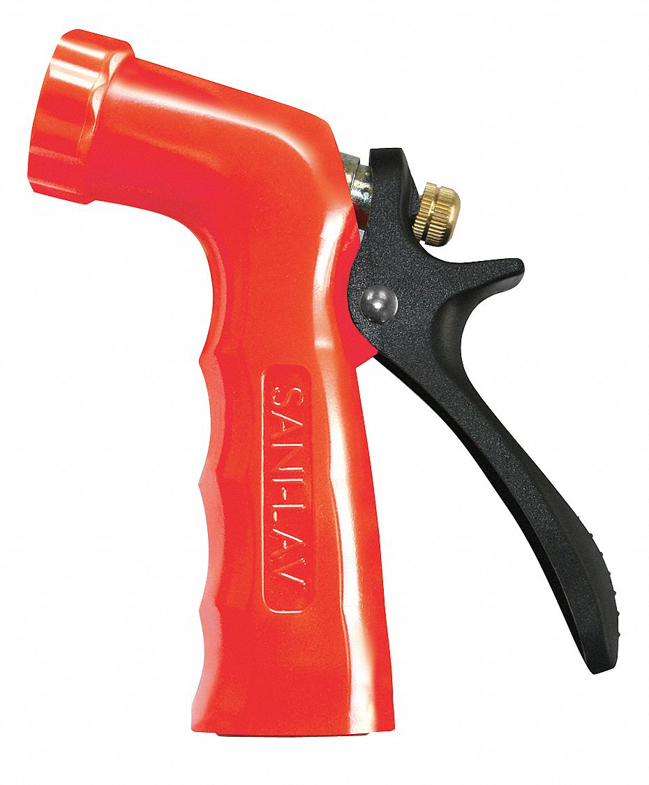 Spray Nozzle: 3/4 in Connection Size, GHT, Plastic/Zinc, 5 1/2 in Overall Lg, Red