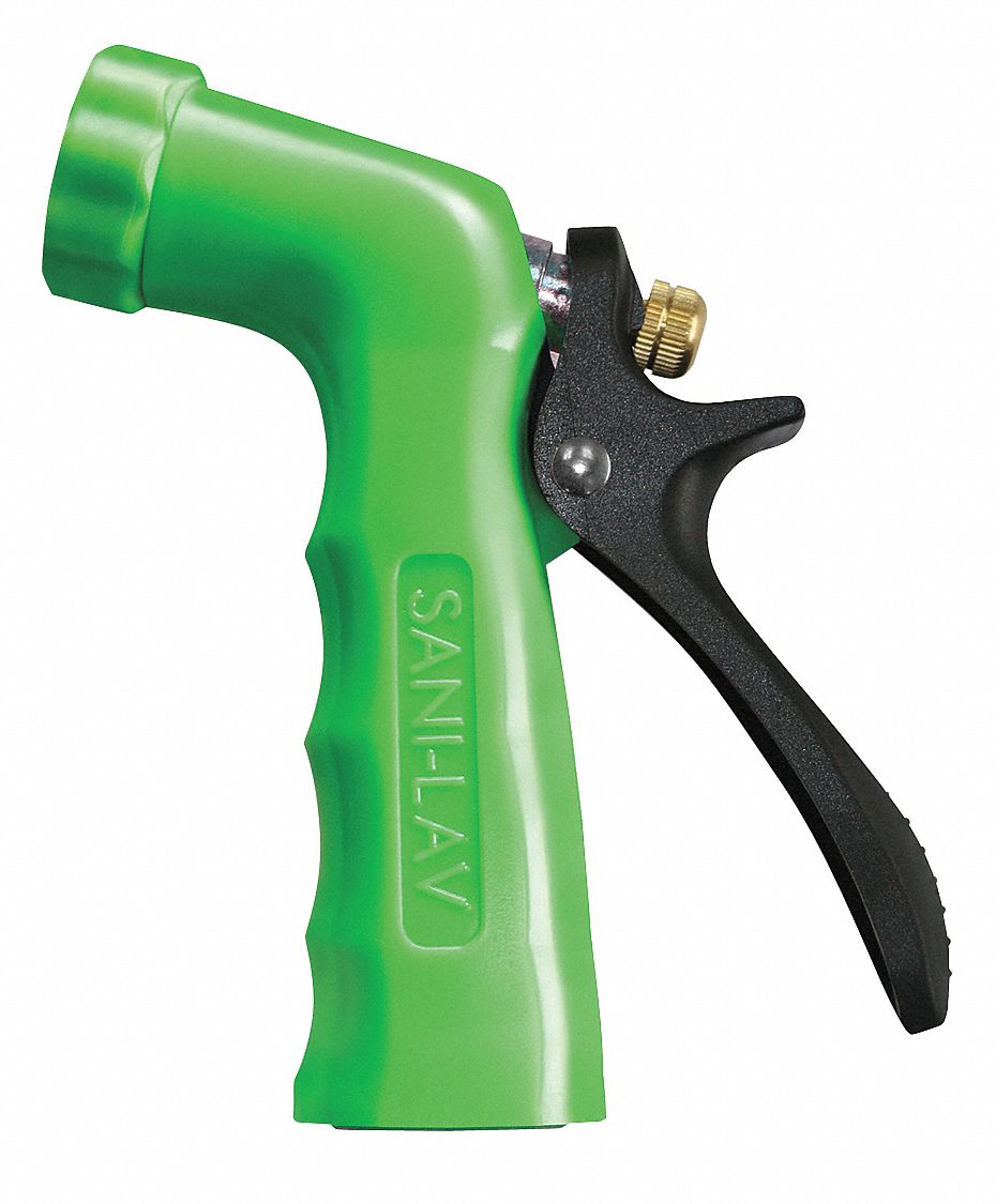 Spray Nozzle: 3/4 in Connection Size, GHT, Plastic/Zinc, 5 1/2 in Overall Lg, Green