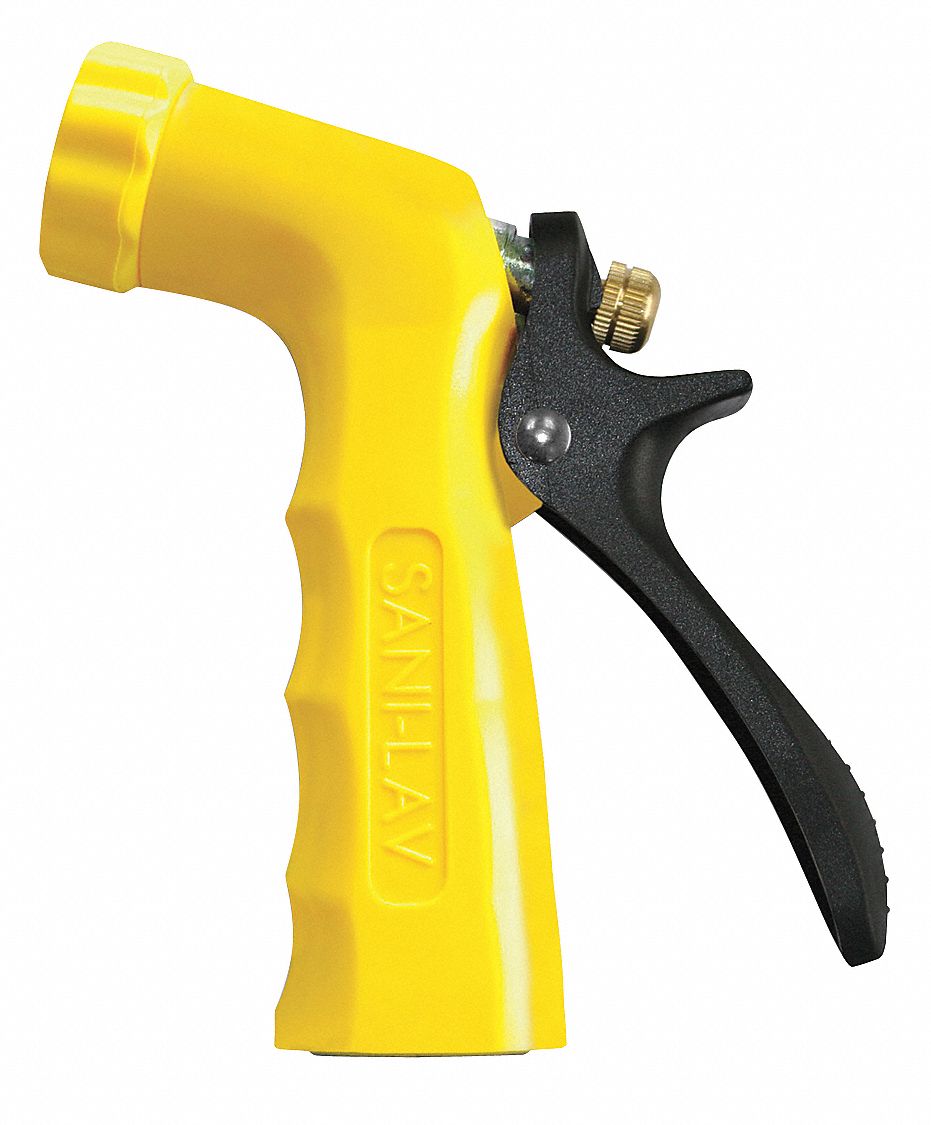Spray Nozzle: 3/4 in Connection Size, GHT, Plastic/Zinc, 5 1/2 in Overall Lg, Yellow