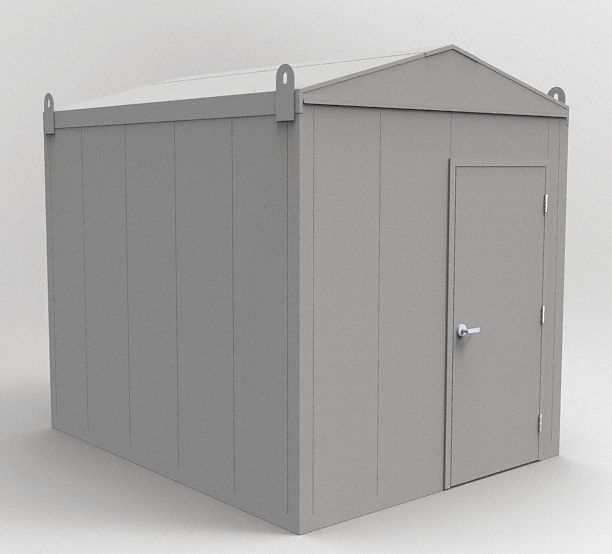 Storage Shed: 640 cu ft, 96 in x 120 in x 110 in, Gray, Assembled