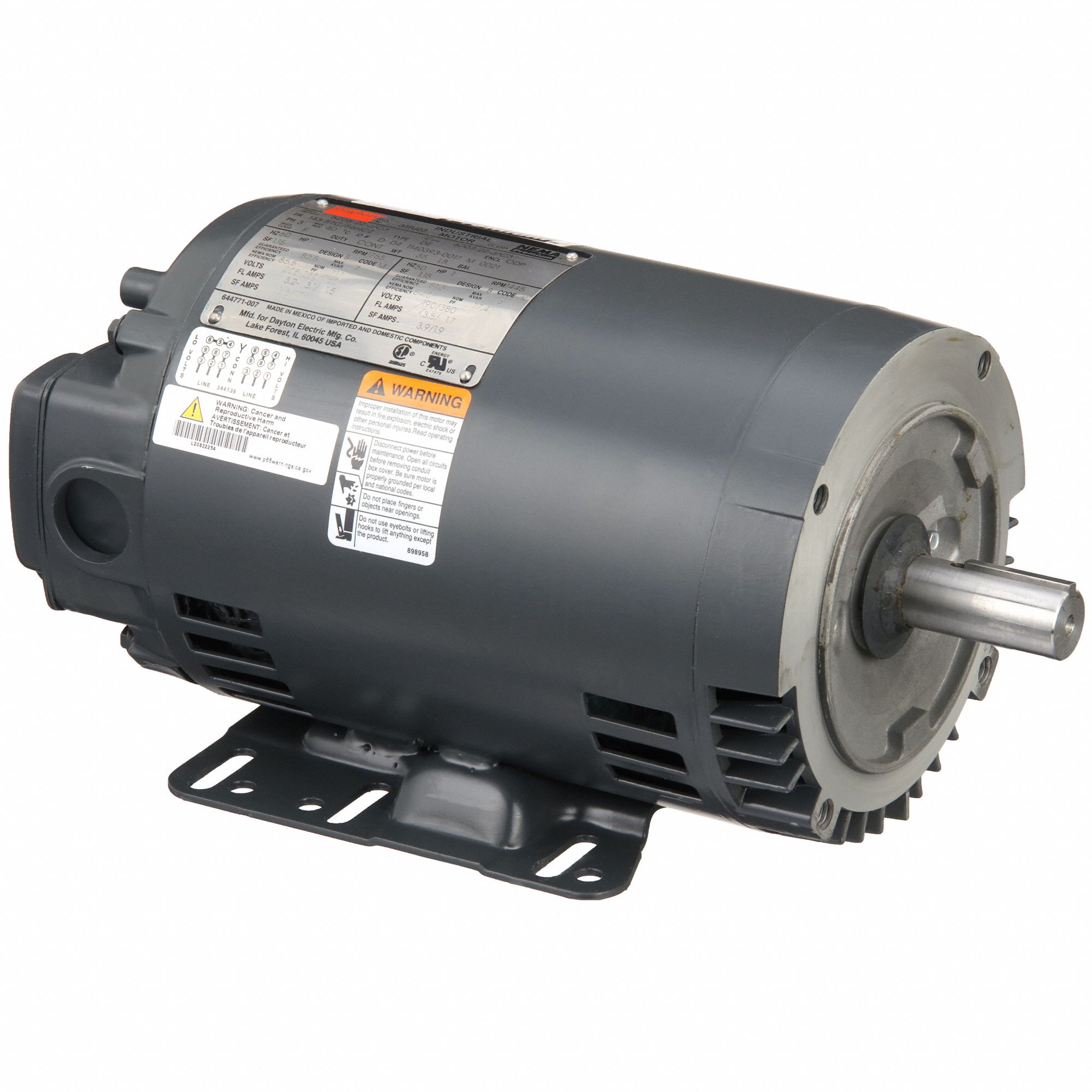 General Purpose Motor: Open Drip Proof, C-Face/Rigid Base Mount, 1 HP, 1755 Nameplate RPM