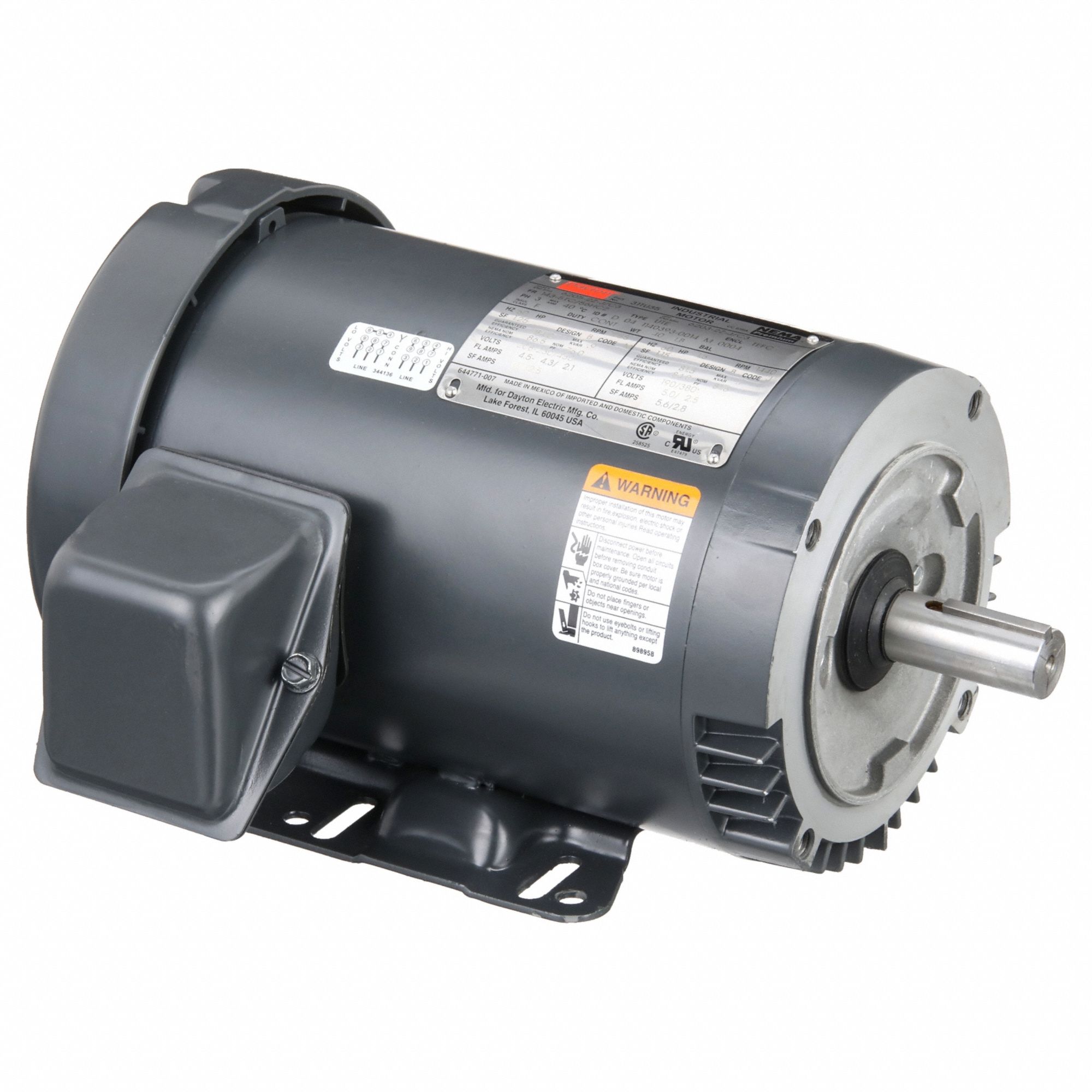 General Purpose Motor: Totally Enclosed Fan Cooled, C-Face/Rigid Base Mount, 1 1/2 HP