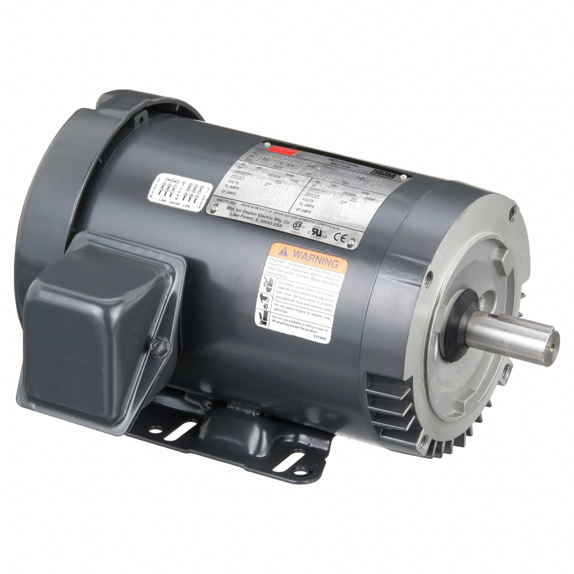 General Purpose Motor: Totally Enclosed Fan Cooled, C-Face/Rigid Base Mount, 2 HP