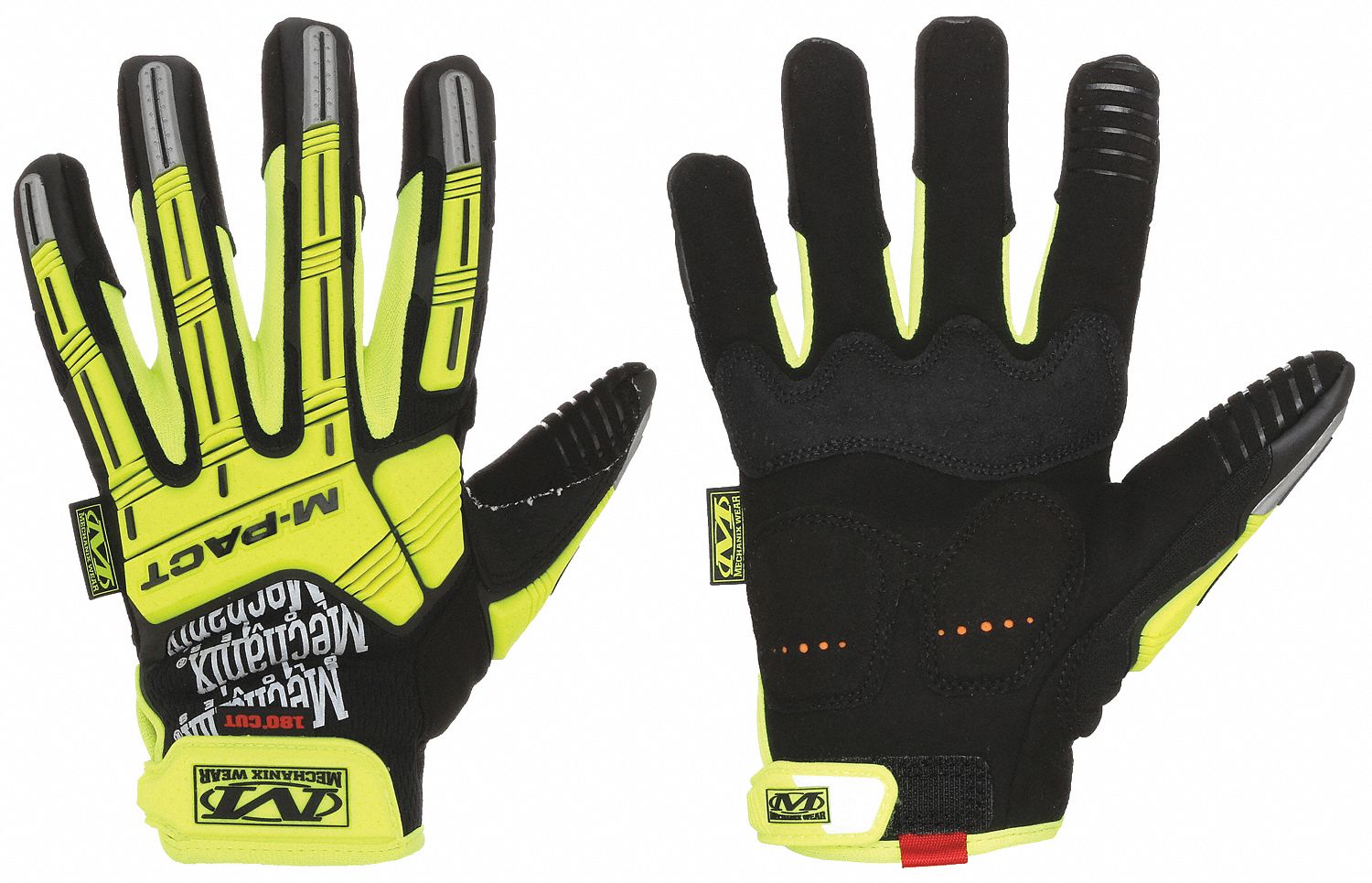 M-PACT MECHANICS GLOVES, M (9), SYNTHETIC LEATHER, ANSI CUT LEVEL A5, HI-VIS YELLOW