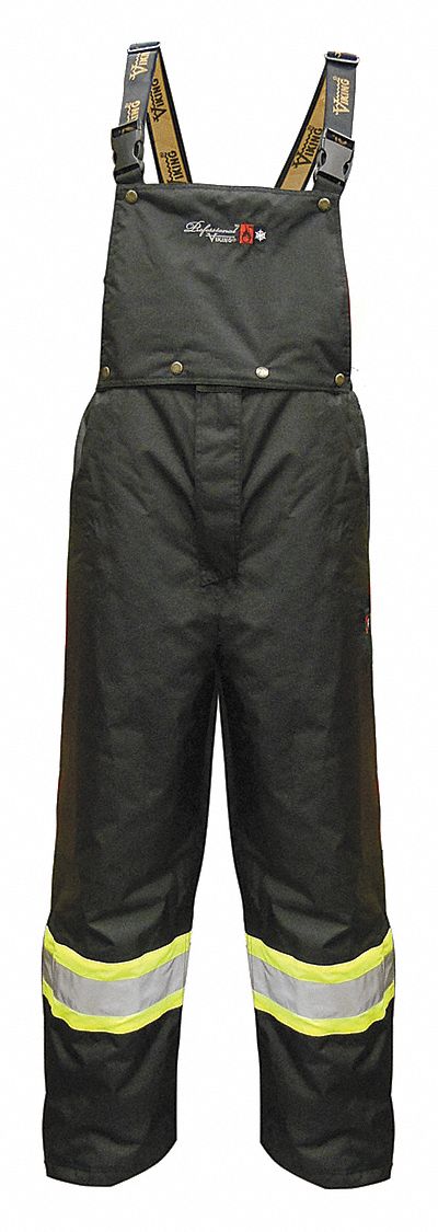 RAIN BIB OVERALL, FLAME/COLD/WIND RESIST, DOUBLE STITCH, BLACK, XXXL, 45 X 33 IN INSEAM, POLYESTER