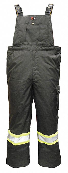 FLAME-RESISTANT OVERALLS, 5 POCKETS, 7.3 OZ, BLACK, SIZE M, 31 1/2 IN INSEAM/33 IN WAIST