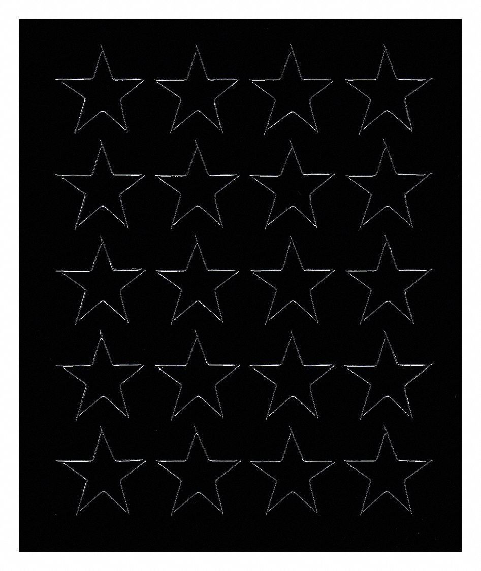 Magnetic Stars: Flex Magnet Material, 1/16 in Overall Ht, 3/4 in Overall Wd, 20 PK