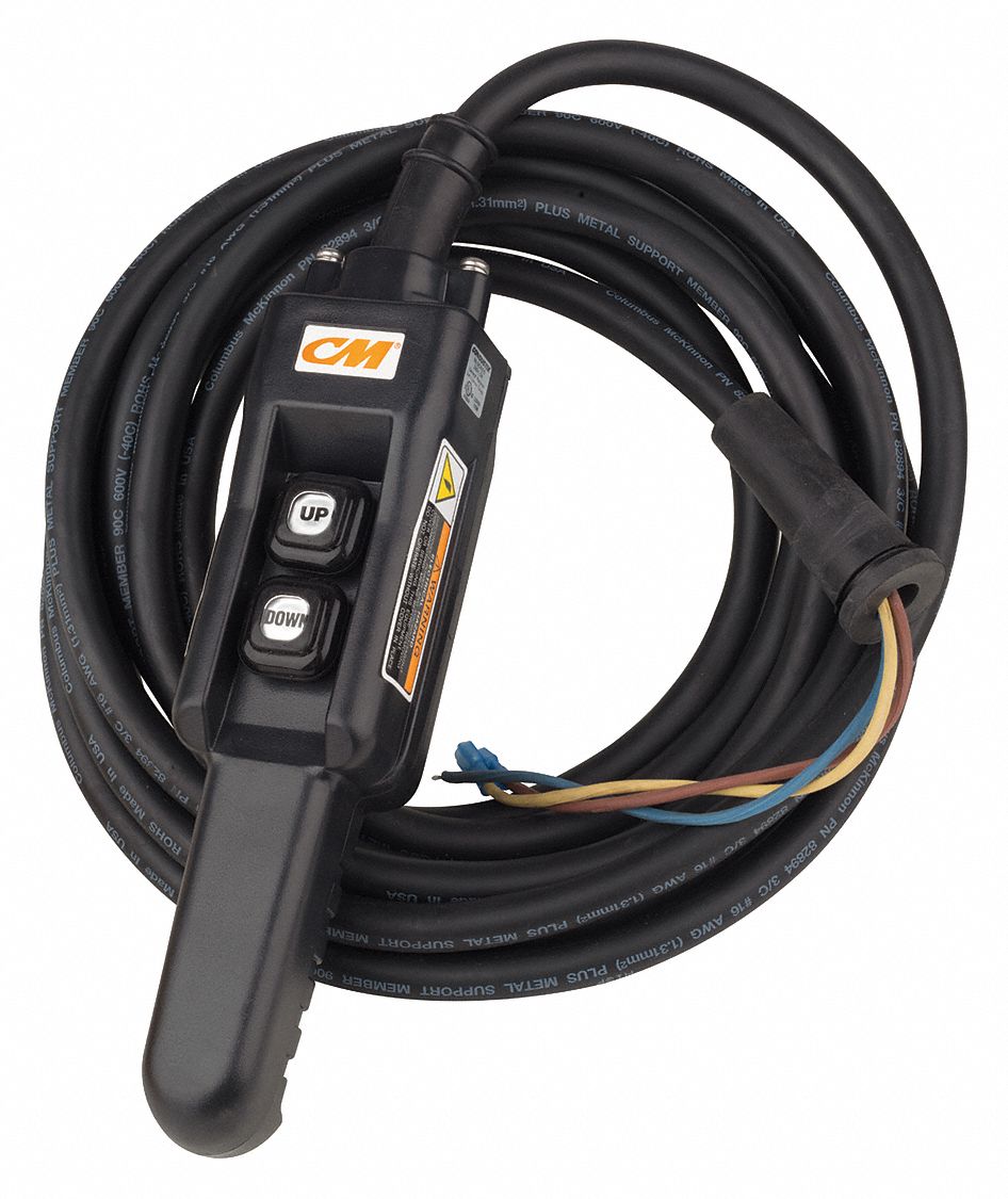 Pendant Station with Cord: Electric Chain Hoists, CM Lodestar (627), 16.5 ft Pendant Cord Lg