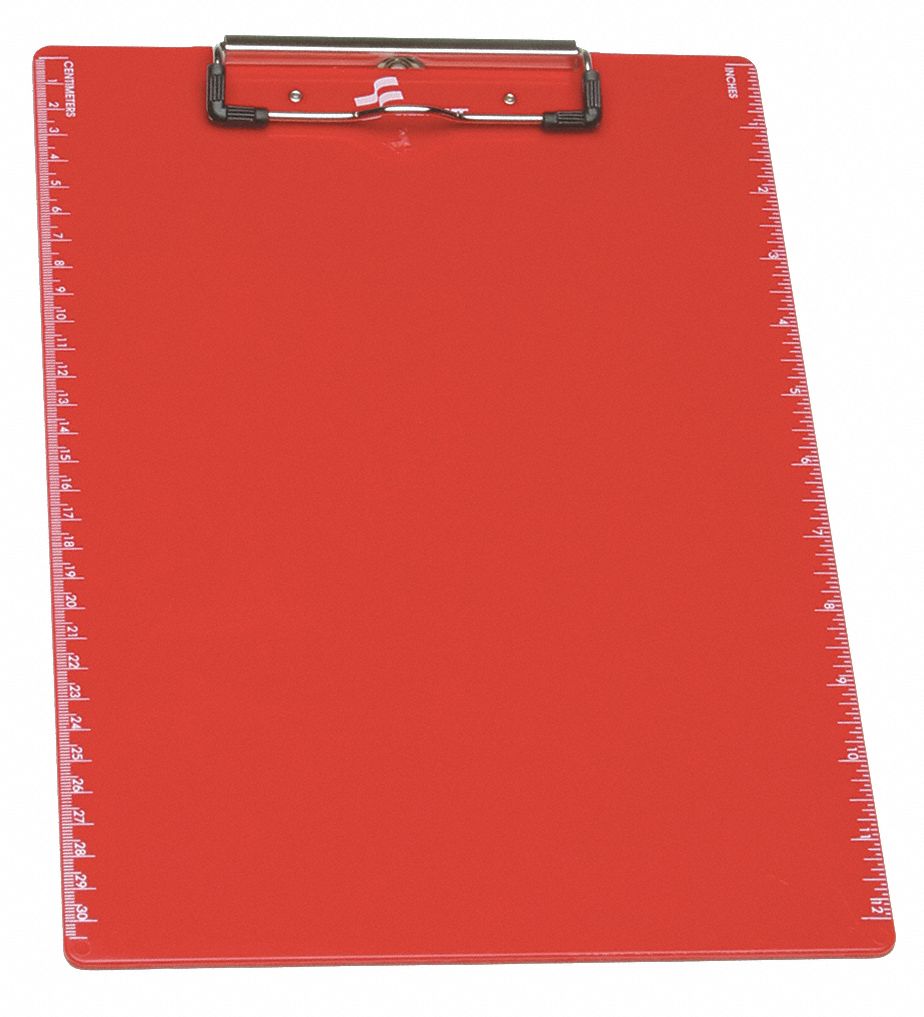 CLIPBOARD,LETTER SIZE,PLASTIC,RED