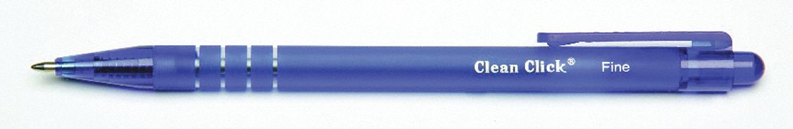 Pen Set: SKILCRAFT® Clean Click™, Blue, 0.7 mm, Retractable, Blue, Textured Grip, 12 PK