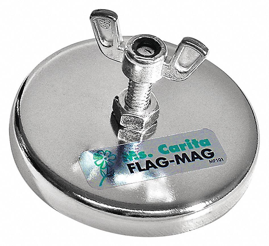 PORTE-DRAPEAU MAGNÉTIQUE, CHARGE 80 LB, FILETAGE 1PO, 2 5/8X3/8PO, CHROME