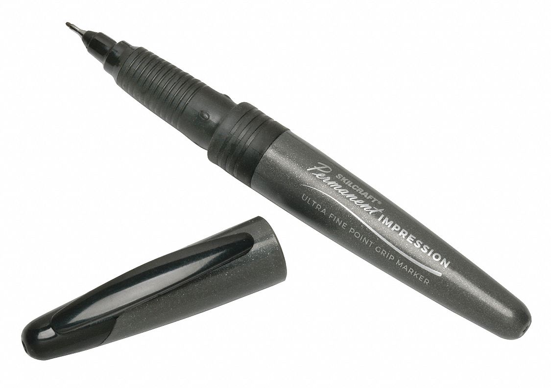 ABILITY ONE Permanent Marker, Black, Marker Tip Ultra Fine, Barrel Type