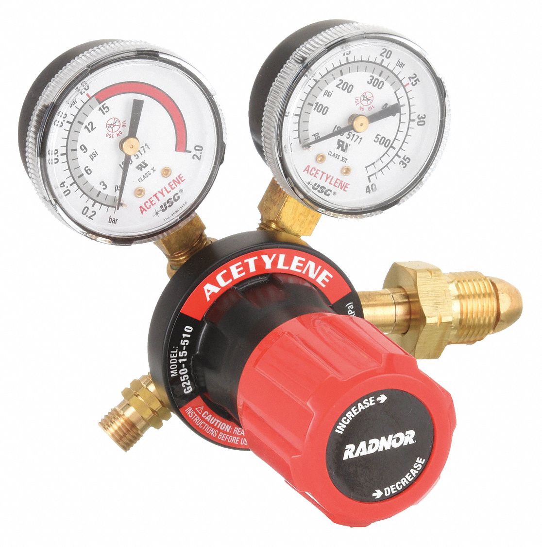 RADNOR, Single Stage, CGA 510 Inlet, Gas Regulator 31UR37RAD64003030