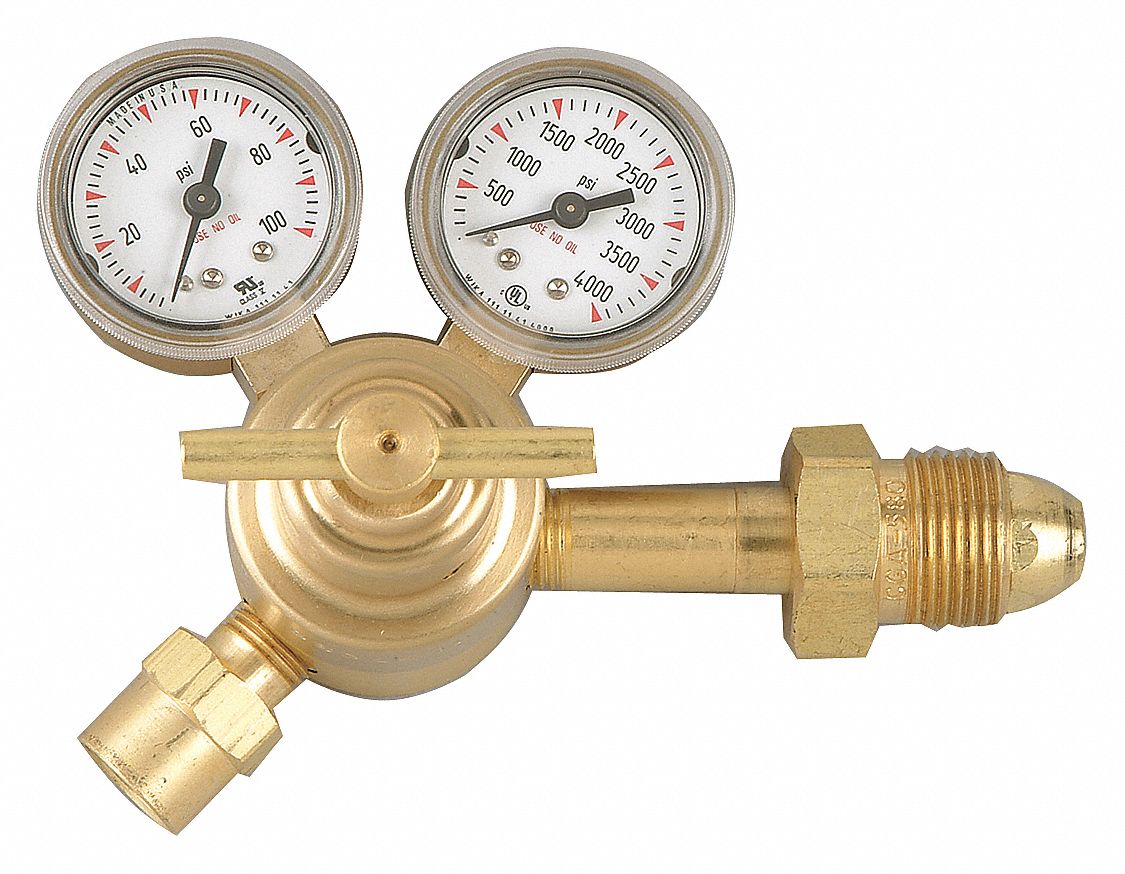 RADNOR Nitrogen, Purge Regulator, CGA580, Single Stage, 2 to 40 psi