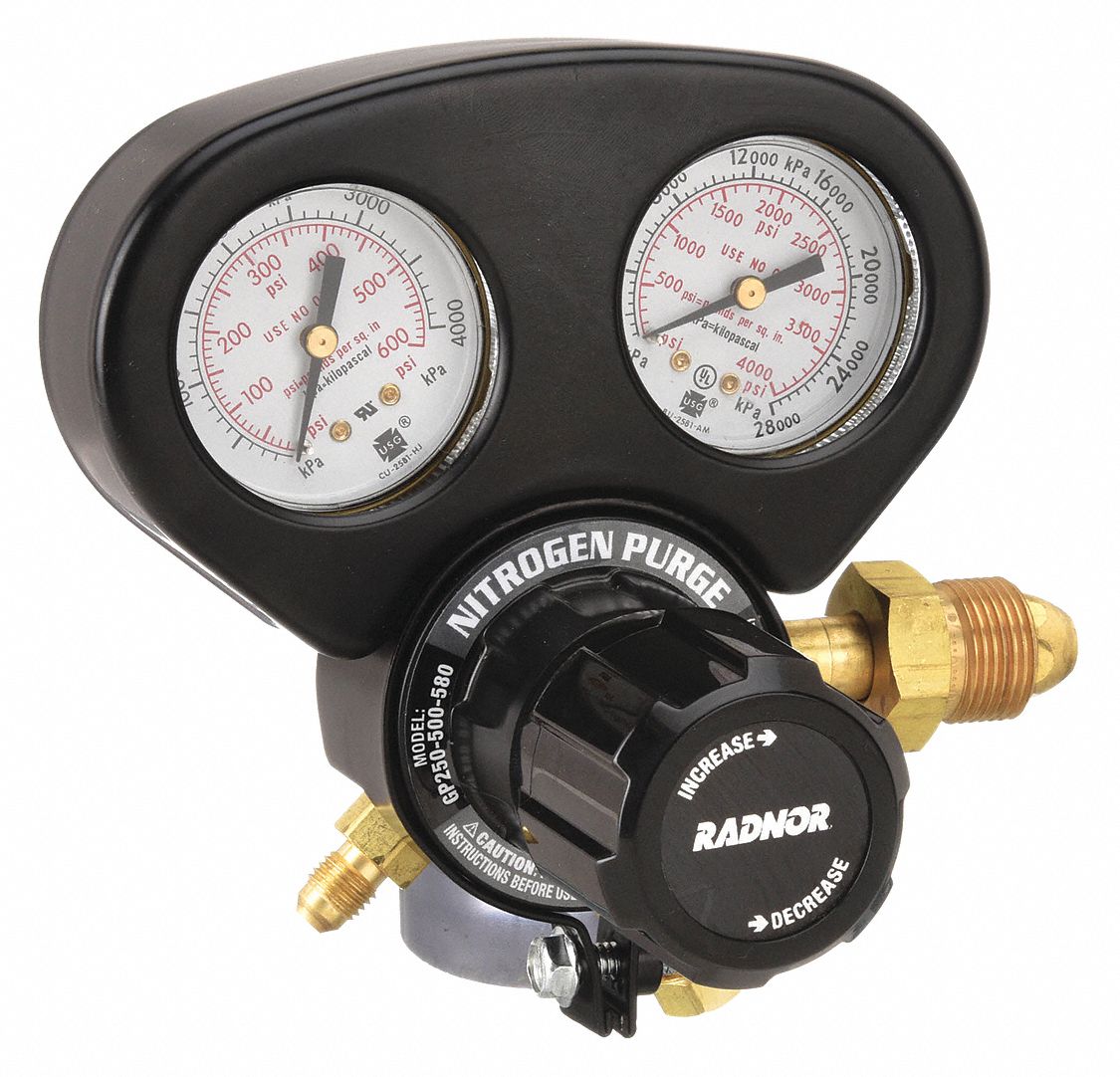 Nitrogen Regulator For HVAC Purge – 0-800 PSI Output, CGA580, 1/4 Inlet, USA