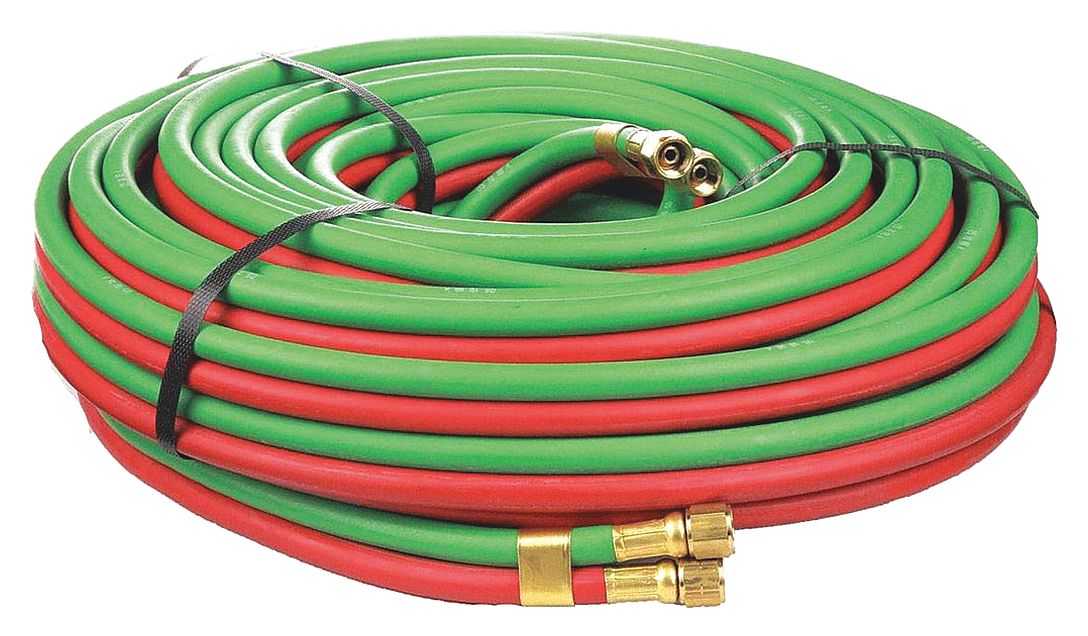 RADNOR Twin Line Welding Hose, Hose Grade T, 5/16 in, 100 ft, Green