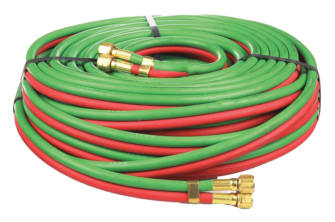 1/4 in Hose Inside Dia., Green/Red, Twin Line Welding Hose 31UT15
