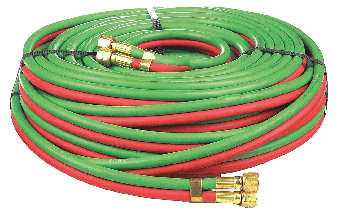Twin Line Welding Hose: 1/4 in Hose Inside Dia., Green/Red, BB x BB, 50 ft Hose Lg, R