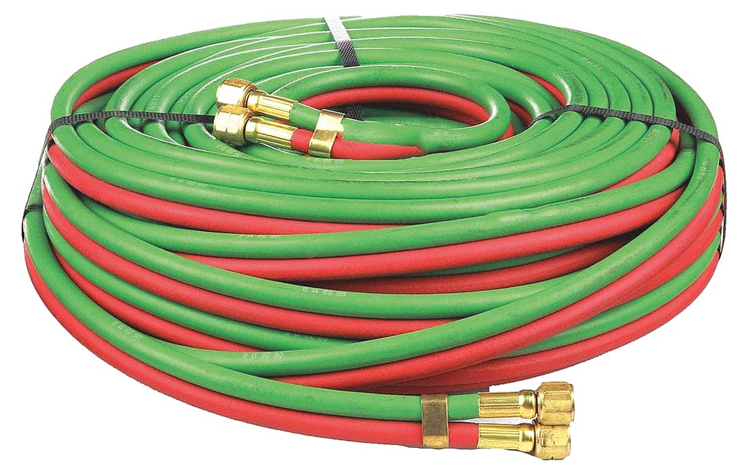 RADNOR Twin Line Welding Hose, Hose Grade T, 3/8 in, 50 ft, Green, Red 31UT47RAD64003347