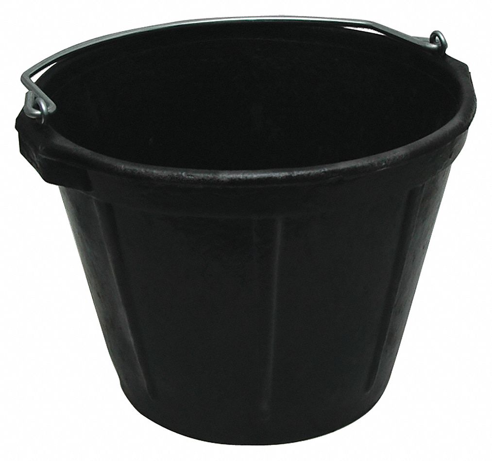 ALL-PURPOSE PAIL, 10 QUART, BLACK, HEAVY-DUTY RUBBER