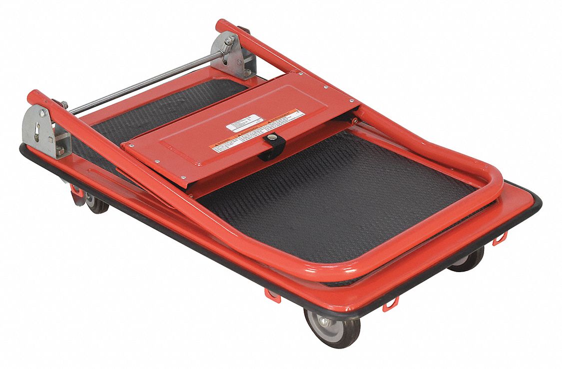 PLATFORM TRUCK, RED, 330 LB LOAD CAPACITY, 4 IN CASTER WHEEL DIAMETER, 330 LB LOAD CAPACITY, UNASSEMBLED