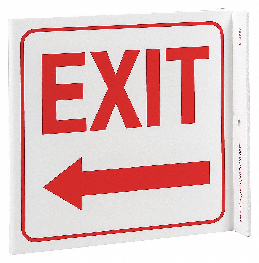 ZING PANN EN L EXIT LEFT ARROW 7X7 PL - Panneaux d'entrée et de sortie