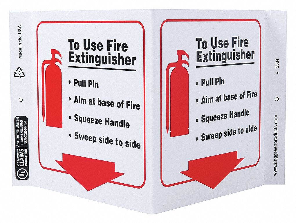 ZING V SIGN FIRE EXTINGUISHER 7X12 PL - 25617 - ZNG2584